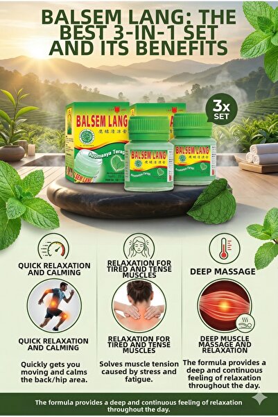 CAP LANG بلسم لانج مجموعة من 3 قطع بلسم تدليك عطري منعش للاستخدام اليومي 20 جرام