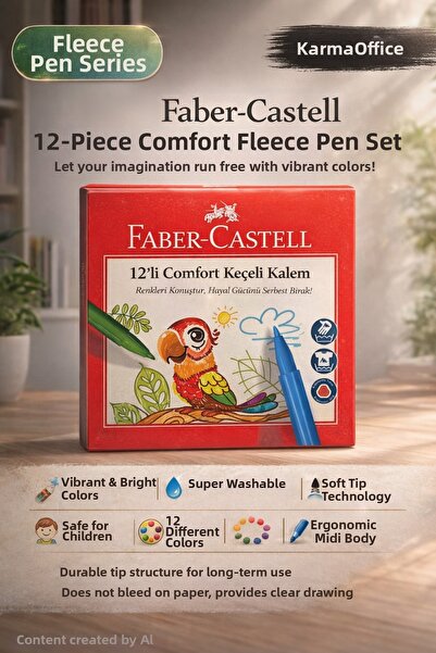 Faber Castell Comfort 12-Piece Felt Tip Pen Set – Washable , Vibrant Colors, ...
