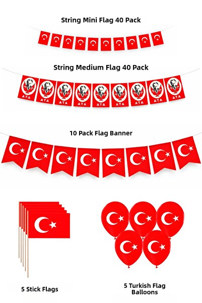 Yusuf Dirik YD Party Supplies مجموعة زينة الأعياد الوطنية، بالون علم تركي، را...