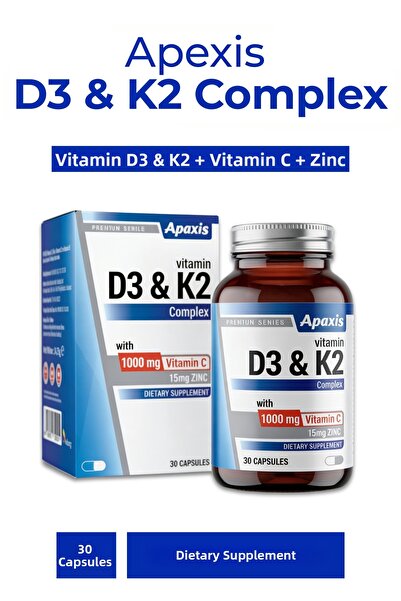 Apexis Vitamin D3 K2 Complex Capsules 30 Capsules Unflavored