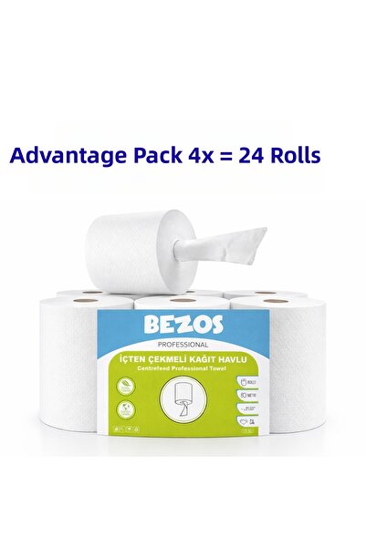 Twin Store مناديل ورقية احترافية من بيزوس، 4 علب |   24 لفة |   الاستخدام الص...