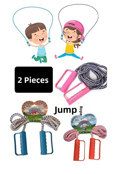 ÇEÇEN HOME (2 Pieces) Colorful Classic Jump Rope, 2-Meter Children's Play Rop...