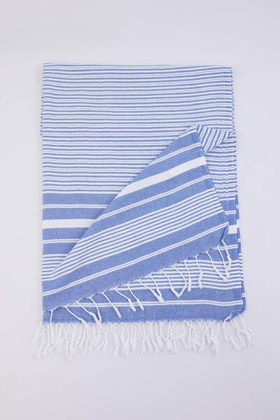 TRENDYOLMİLLA HOME Blue-White Striped Tasseled Peshtemal 100X180Cm Tphss26Pst...