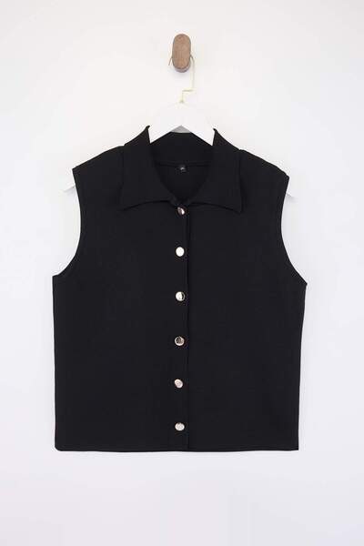 Trendyol Curve Black Premium/Special Yarn Short Knitwear Vest Tbbss26Bh00002