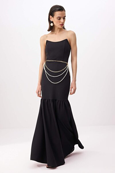 Συλλογή Trendyol Μαύρο Φόρεμα Μάξι Υφαντό για Βραδινή Έξοδο & Αποφοίτηση