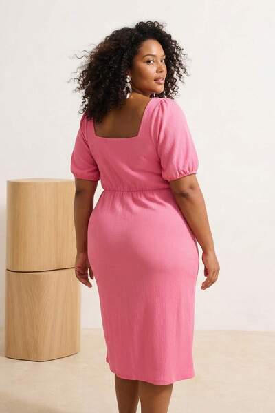 Trendyol Curve Pink Slit Knitted Dress Tbbss23Ah00280