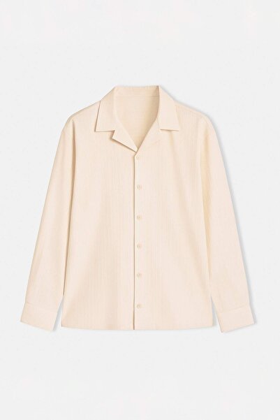 Trendyol Collection Cămașă bărbătească bej, croială normală TMNSS26GO00019