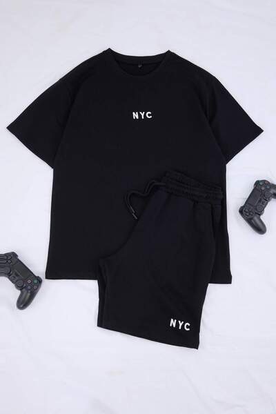 Trendyol Collection Black Loose Fit Embroidered 100% Cotton Knitted Tracksuit...