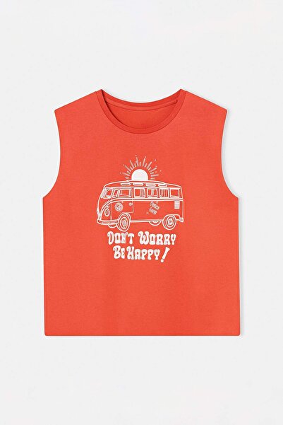 Trendyol Curve Roșu Relaxed Fit cu imprimeu Fără mâneci din material subțire ...