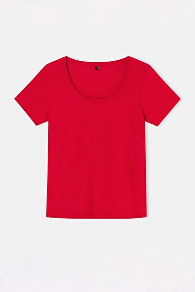 Trendyol Curve Red Pool Collar Camisole Basic Knitted Plus Size Blouse Tbbss2...