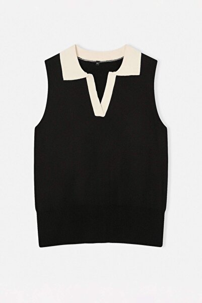 Trendyol Curve Black Polo Neck Slim Knitwear Blouse Tbbss26Af00036