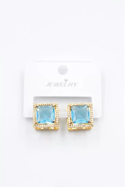 Shop58 أقراط حجرية مربعة - تركواز