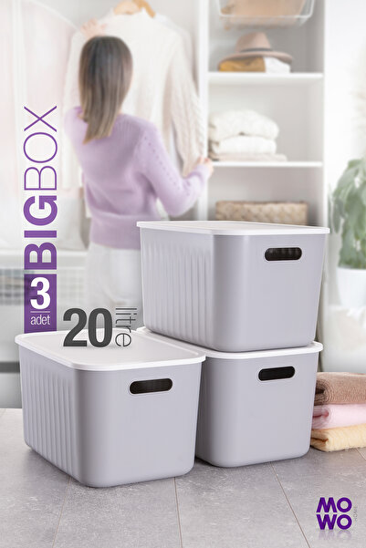 Mowo Home Gri Renk Dolap Içi Düzenleyici Kapaklı Kutu, Dekoratif Saklama Kutu...
