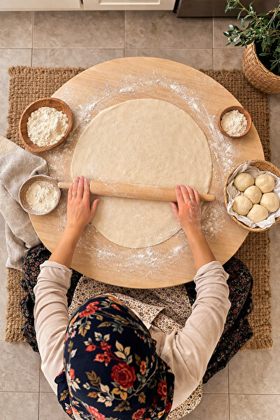 Muvesta 80Cm Mat Yüzey Ahşap Katlanır Ayaklı Yer Sofrası Hamur Yufka Mat Tasarım