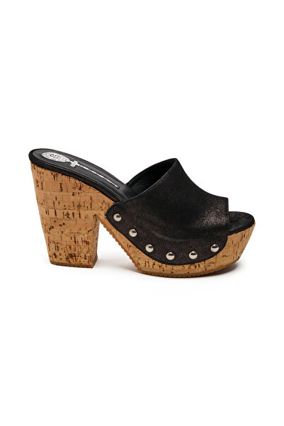 CANES AYAKKABI Kadın Siyah Antrasit Terra Mantar Terlik