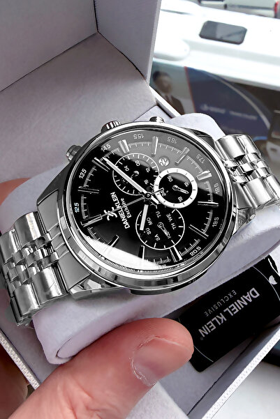 Daniel Klein هدية أصلية للرجال ساعة يد مقاومة للماء لون فضي حبل فولاذي هدية س...