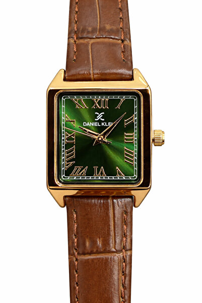 Daniel Klein Dkf.2315a Yeni Trend Gold Renk Kasa Kahverengi Deri Kayışlı Yeşi...