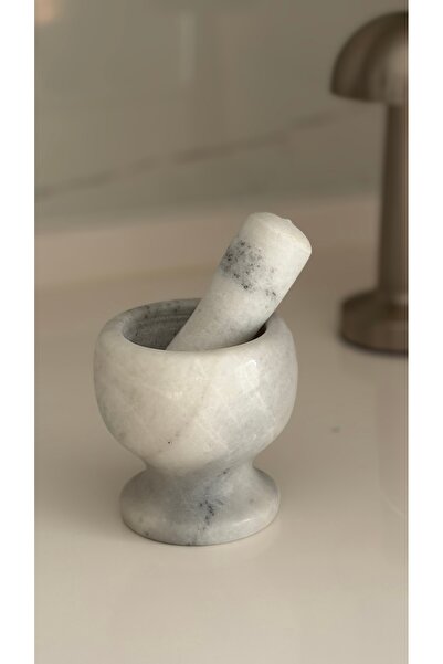 daimahome Doğal Mermer El yapımı Beyaz Havan | Şık Ve Dayanıklı Baharat Öğütücü