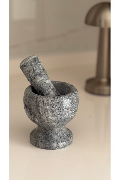 daimahome Doğal Mermer El yapımı Gri Havan | Şık Ve Dayanıklı Baharat Öğütücü