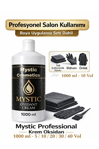 Mystic Profesyonel Krem Oksidan 1000 ml 10 Volüm % 3 - Boya Uygulama Seti Hed...