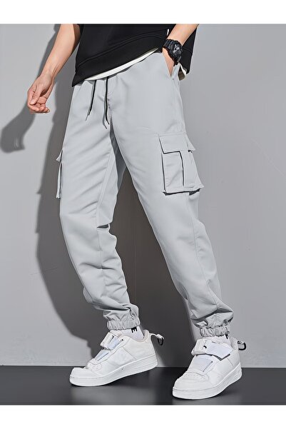 SERAZAT Stretch Fabric Cotton Pants, Pack of Cargo Pocket with Elastic Waist ...