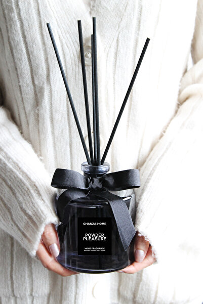 CHANZA HOME Büyük Boy Siyah Transparan Cam Şişede Pudra Bebek Kokusu Powder P...