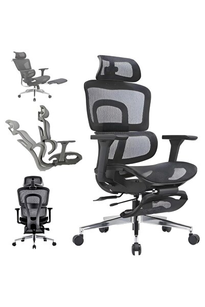 Timebox Scaun de birou ergonomic cu spătar din plasă, suport lombar, tetieră ...