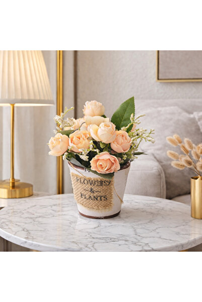 esdekor Flowers & Plants Saksıda Yapay Çiçek El Yapım Gül Ev Dekorasyon Mutfa...