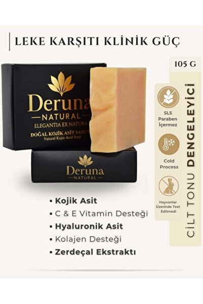 DERUNA NATURAL Kojik Asit Sabunu | Kolajen & Vitamin C Destekli | Aydınlatıcı...