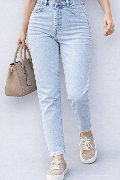 FlexiFit Yüksek Bel Mom Boyfriend Kadın Jean Pantolon | Rahat Kalıp | Denim |...