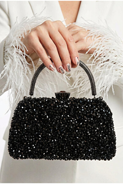 Çanta Trend Crystal Cast Black Stone női estélyi táska kézi és hosszú láncpán...