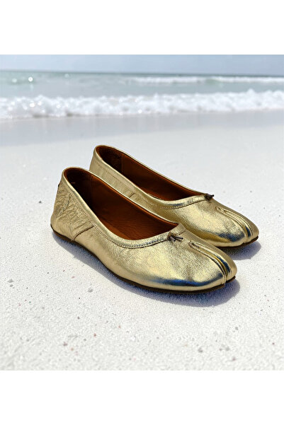 Ega ayakkabı حذاء باليه نسائي من الجلد الطبيعي