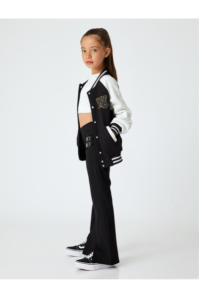 Koton Hose mit spanischem Bein aus Viskosestoff – Schlitzdetail