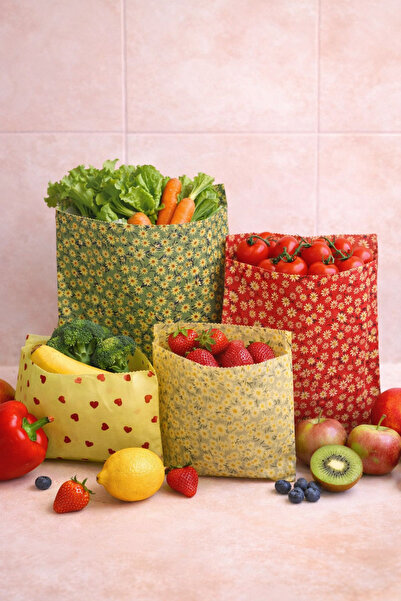 Home Tekrar Kullanılabilir Doğal Balmumlu Gıda Saklama Kesesi, Streç Film Alt...