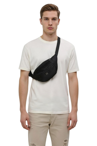 Çantachım Bel Çantası Omuz Çantası 2 Bölmeli Çok Amaçlı Siyah