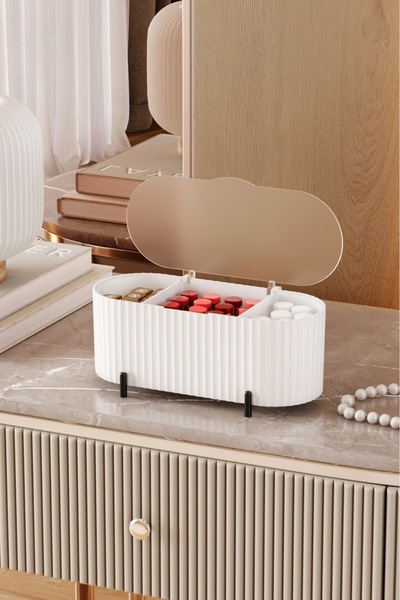 Pufwin Home علبة منظم مستحضرات التجميل والمكياج من أورا، 24 سم