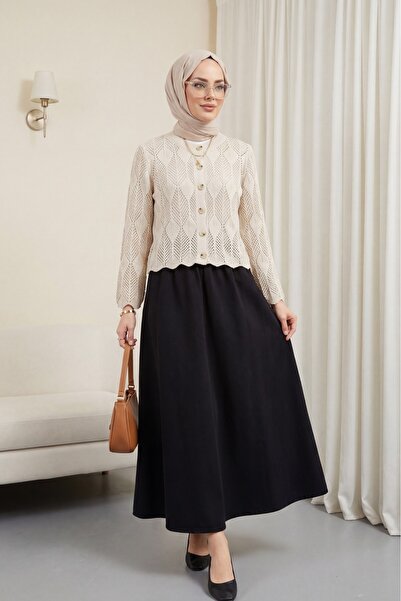 Modamorfo Sa detaljem kopče Traper suknja sa elastičnim strukom - crna