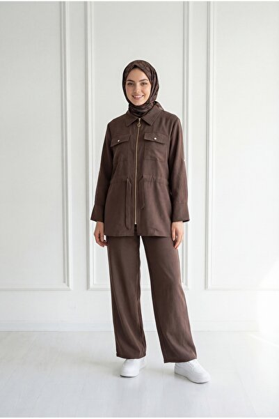 MİHRA STORE Firdevs Σετ Παντελονιού με Διπλές Τσέπες και Φερμουάρ Μπροστά - B...