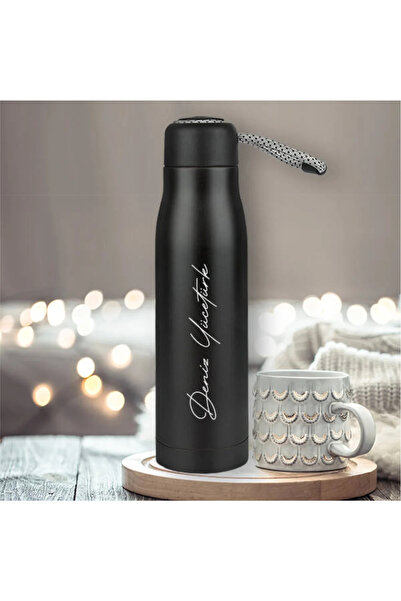 FLYON Kişiye Özel Termos Taşıma İpli Çift Katmanlı Sıcak Soğuk Muhafazalı Mug...