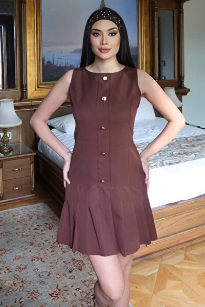 KECHİ WOMAN Double Fabric Buttoned Ruffle Dress