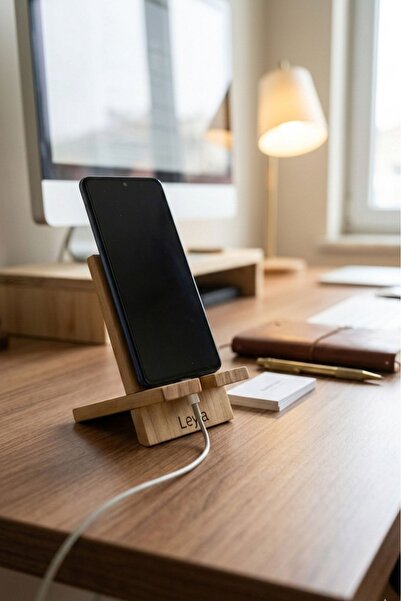 Store Masa Üstü Ahşap Telefon Tutucu- Telefon Standı- Kişiye Özel