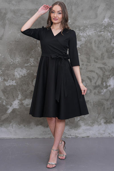 MAG FASHİON Truvakar Sleeve Black Plus Size Evening Dress Skirt Flared Double...