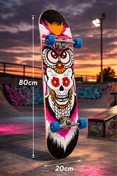 düşler oyuncak dünyası Üstü Zımparalı Ahşap Kaykay 80 cm (10 yaş ve üzeri içi...