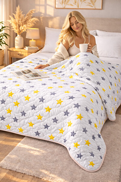 sternen glanz Cuvertură de pat multifuncțională din bumbac matlasat Laila, 20...