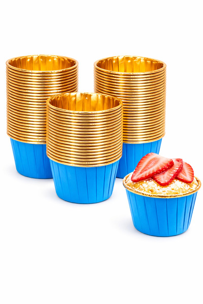 Delvos قالب كعك مافن معدني ذهبي لامع مكون من 25 قطعة، قالب كعك مافن ذهبي لامع...