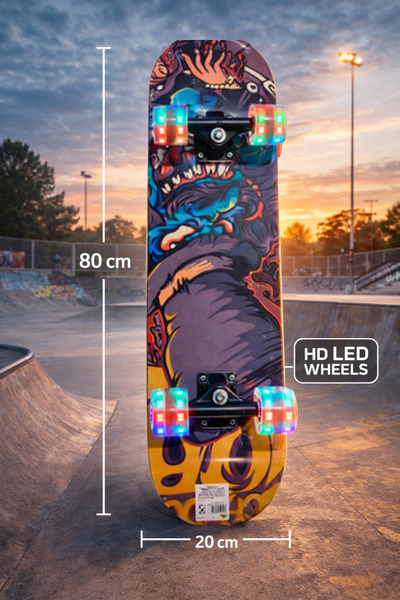 düşler oyuncak dünyası Üstü Zımparalı Silikon Tekerli Işıklı Kaykay Büyük Boy...