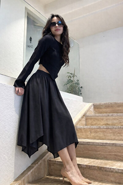 sarıdağ Asymmetrical Cut Modal Fabric Sports Skirt