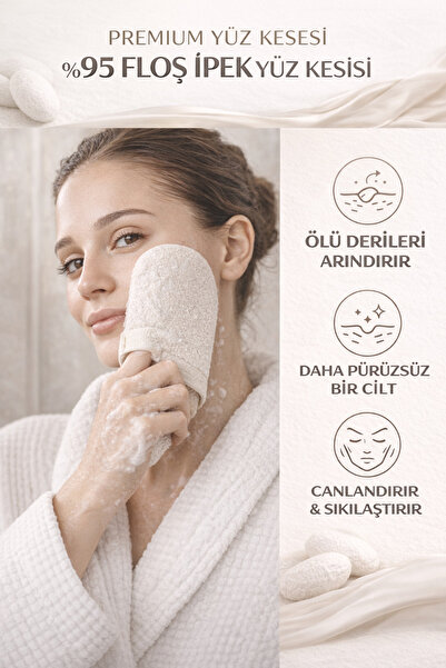 Delvos Yüz Kesesi Peeling Eldiveni %95 Floş Ipek Kadın Ve Erkekler Için