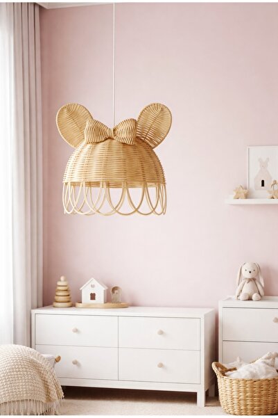 Ebruli Rattan Bambu Bebek Odası Fiyonk Tavşan Kulak Avize