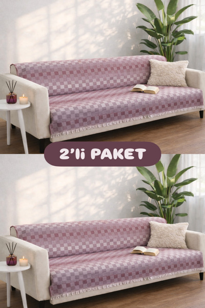 Miracolo Home Pamuklu Koltuk Örtüsü Şalı Kaymaz Dokulu Çok Amaçlı Kanepe Çeky...
